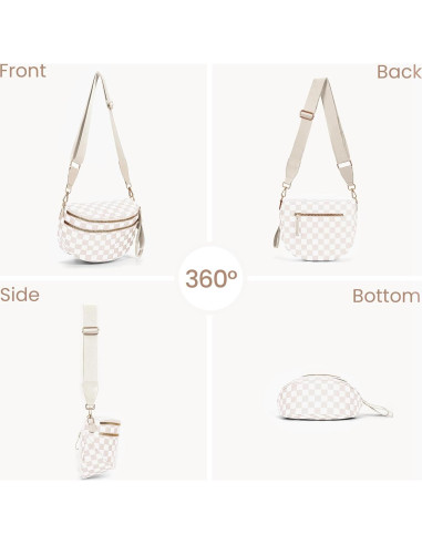 Bolsa de Cadera a Cuadros para Mujeres Nylon 28x14x13.5cm