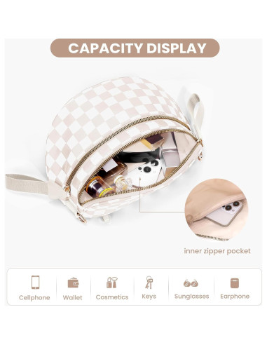 Bolsa de Cadera a Cuadros para Mujeres Nylon 28x14x13.5cm
