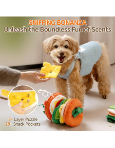 Juguete de Olfateo para Perros MEWOOFUN Hamburguesa 17cm 2