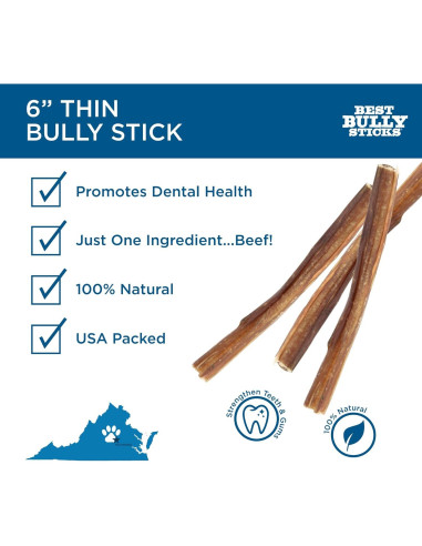Palos de Bully Naturales para Perros 15 cm - 24 Unidades