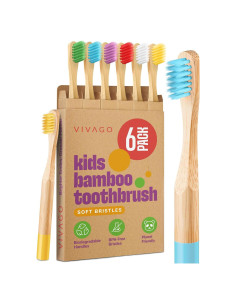 Cepillos de Dientes de Bambú para Niños VIVAGO - Paquete de 6
