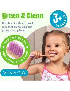 Cepillos de Dientes de Bambú para Niños VIVAGO - Paquete de 6 2