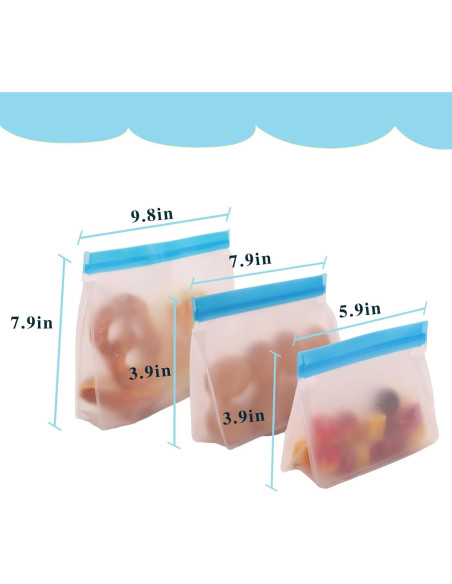 20 Bolsas de Almacenamiento Reutilizables Abri - Silicona BPA Libre