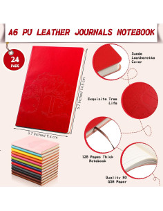24 Cuadernos A6 Rayados TaoBary Color Vintage Cuero PU 2
