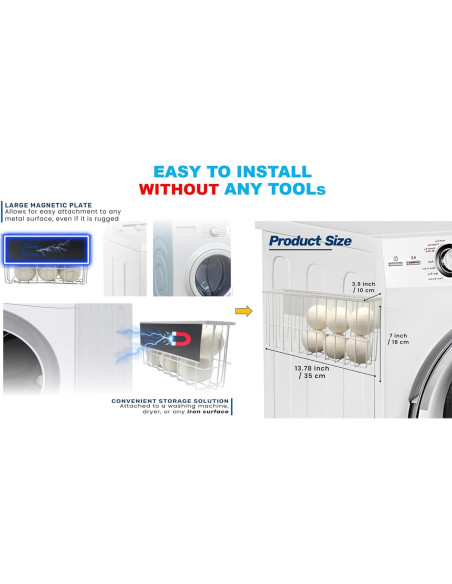 6 Bolas de Secadora de Lana XL con Soporte Magnético ENUKYCOM