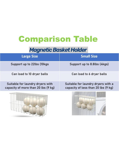 6 Bolas de Secadora de Lana XL con Soporte Magnético ENUKYCOM