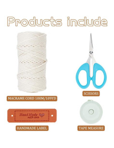 Kit de Cesta de Macramé FREEBLOSS - 100m Algodón DIY con Tutorial 2