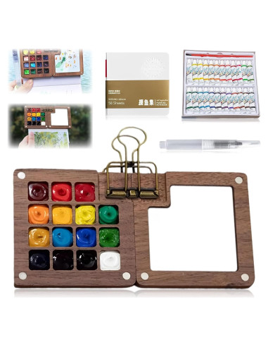 Kit de Paleta de Pintura Mini de Viaje Linyuant 15 Colores