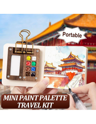 Kit de Paleta de Pintura Mini de Viaje Linyuant 15 Colores