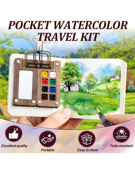 Kit de Paleta de Pintura Mini de Viaje Linyuant 15 Colores