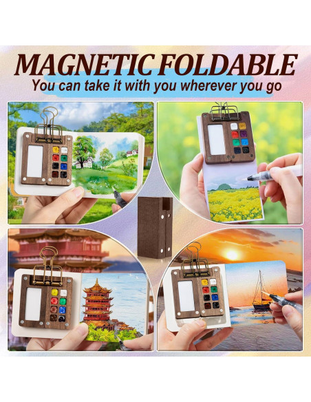 Kit de Paleta de Pintura Mini de Viaje Linyuant 15 Colores