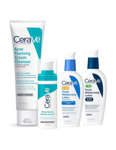 Set Cuidado Piel Acneica CeraVe - Limpiador, Suero y Hidratantes