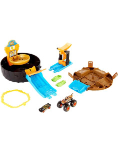 Pista Acrobacias Hot Wheels GVK48 con Lanzador y 2 Coches 2