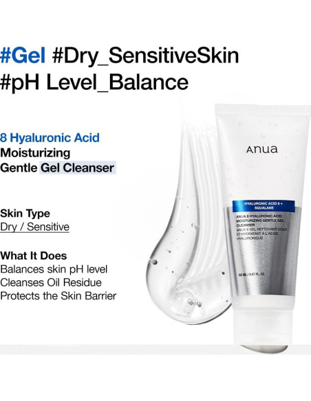Limpiador Facial Gel Hidratante ANUA 150ml - Ácido Hialurónico