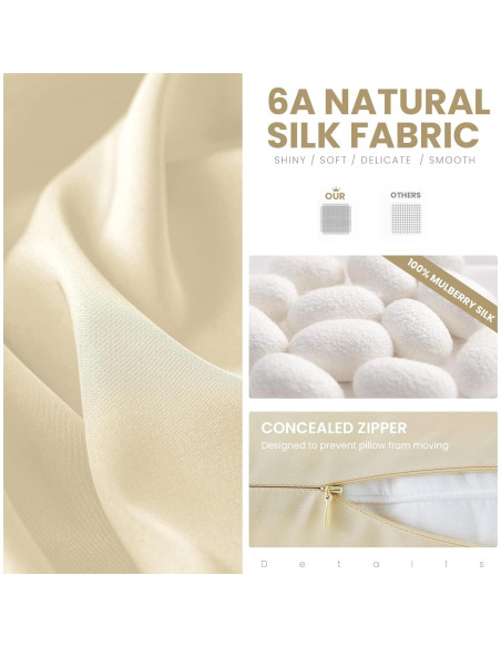 Funda de Almohada de Seda 100% Pura Silkcase Estándar Taupe 600 Hilos