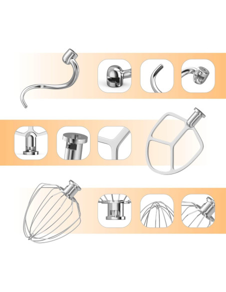 Accesorios de Mezclador KitchenAid 3 Piezas Acero Inoxidable 6QT