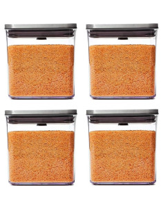 Pack de 4 Contenedores OXO Steel POP Cuadrados 2.8 L Herméticos 2