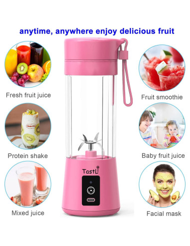 Licuadora portátil eléctrica Rongshengfa 384ml Rosa USB