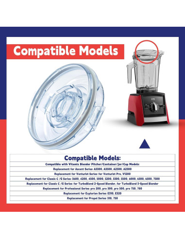 Tapa de Licuadora Vitamix 64oz Dusledel - Reemplazo para Series Ascent y Clásica