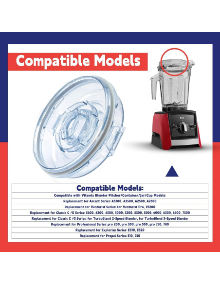 Tapa de Licuadora Vitamix 64oz Dusledel - Reemplazo para Series Ascent y Clásica