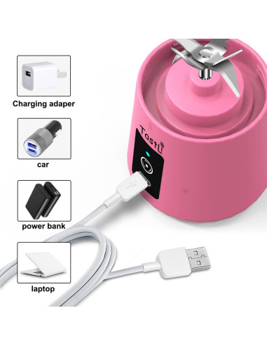 Licuadora portátil eléctrica Rongshengfa 384ml Rosa USB
