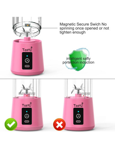 Licuadora portátil eléctrica Rongshengfa 384ml Rosa USB