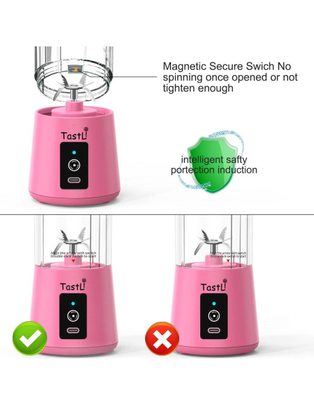 Licuadora portátil eléctrica Rongshengfa 384ml Rosa USB