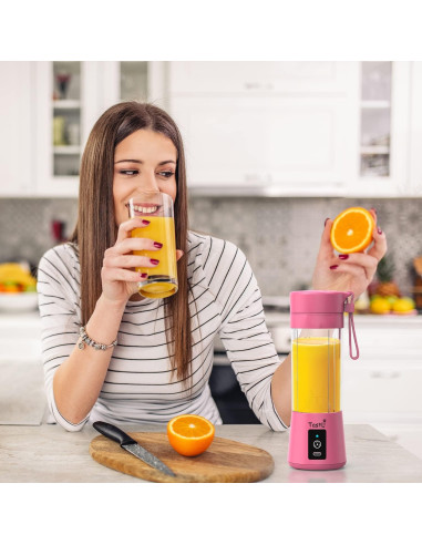 Licuadora portátil eléctrica Rongshengfa 384ml Rosa USB