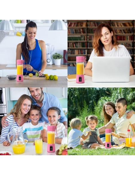 Licuadora portátil eléctrica Rongshengfa 384ml Rosa USB