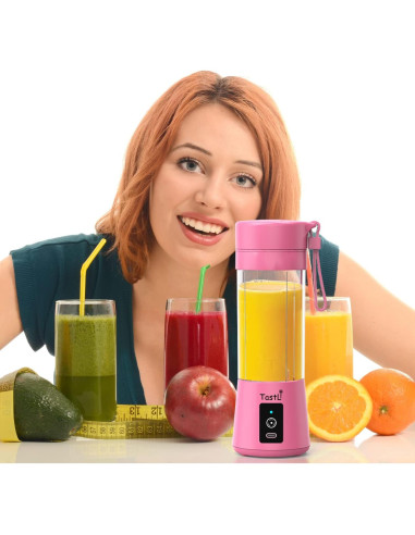Licuadora portátil eléctrica Rongshengfa 384ml Rosa USB