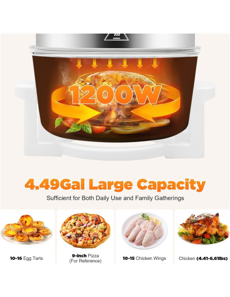 Freidora de Aire Turbo YIYIBYUS 18 QT 1400W Control Temperatura