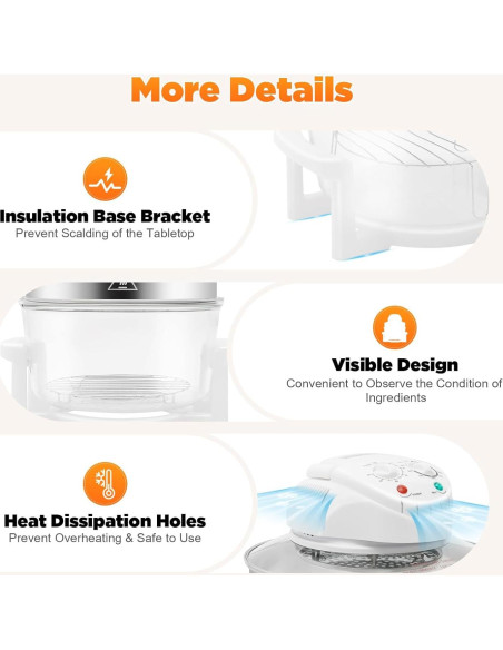 Freidora de Aire Turbo YIYIBYUS 18 QT 1400W Control Temperatura