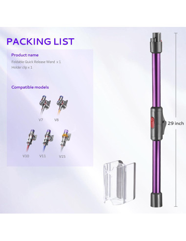 Varilla de Extensión Plegable KLS para Aspiradoras Dyson V7 V8 V10 V11 V15