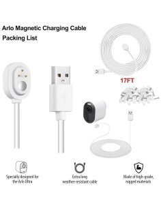 Paquete de 3 Cables de Carga Magnéticos Arlo Pro 3 y Ultra 5.2m 2