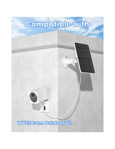 Cargador Solar WININMETA para Wyze Cam Outdoor V2, 5W, IP65
