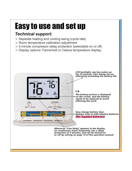 Termostato Digital Heagstat 1 Calor/1 Frío LCD Retroiluminado
