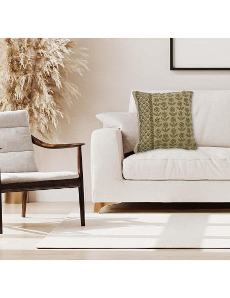 Funda de Almohada Cuadrada Floral Verde Oliva 50.8 cm Creative Co-Op