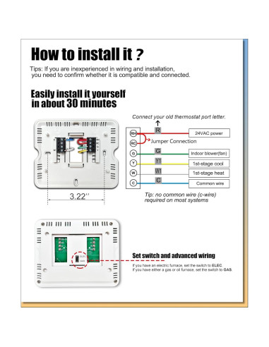 Termostato Digital Heagstat 1 Calor/1 Frío LCD Retroiluminado