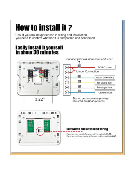 Termostato Digital Heagstat 1 Calor/1 Frío LCD Retroiluminado