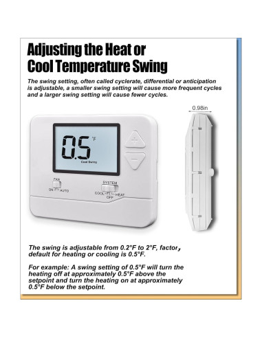 Termostato Digital Heagstat 1 Calor/1 Frío LCD Retroiluminado
