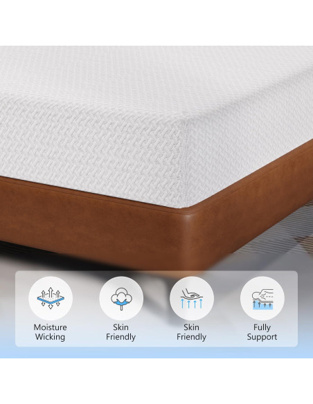 Colchón Individual de Espuma Viscoelástica Gel Té Verde 30.48 cm