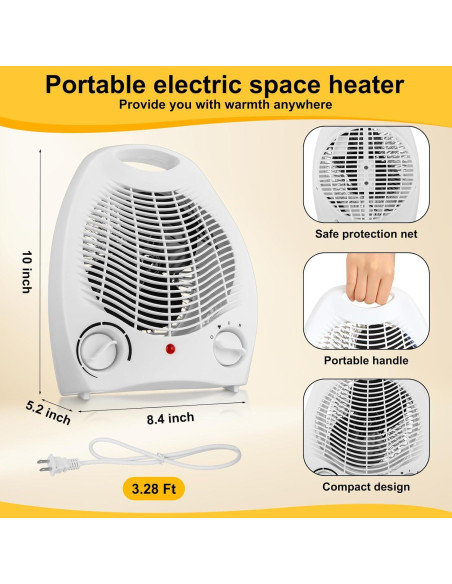 Calefactor Eléctrico Portátil Aurelema 1500W 2 Pcs Blanco
