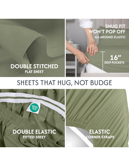 Sábanas Queen 100% Algodón Sweave Verde Salvia Transpirables