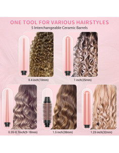 Plancha de Rizar 5 en 1 Sixriver Oro Rosa, 1-3.2 cm 2