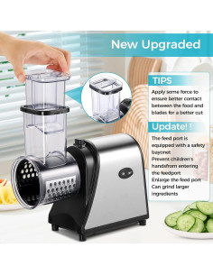 Rallador Eléctrico Homdox 250W con 5 Accesorios para Ensaladas 2