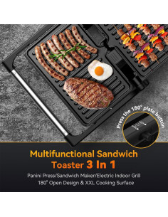 Prensa de Panini YASHE 1200W con Placas Antiadherentes 2