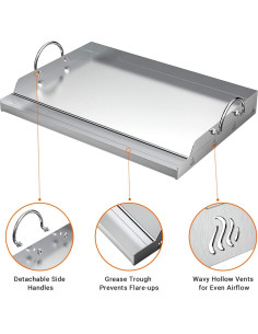 Plancha de Acero Inoxidable Onlyfire 58.4x40.6 cm para Parrilla 2