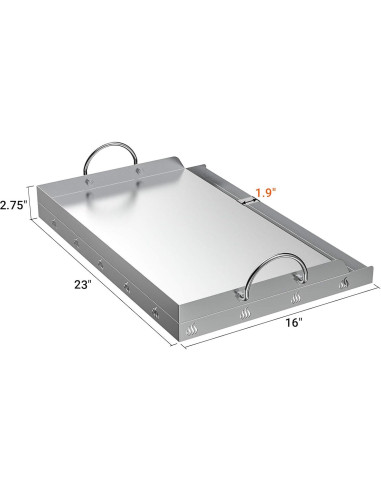 Plancha de Acero Inoxidable Onlyfire 58.4x40.6 cm para Parrilla