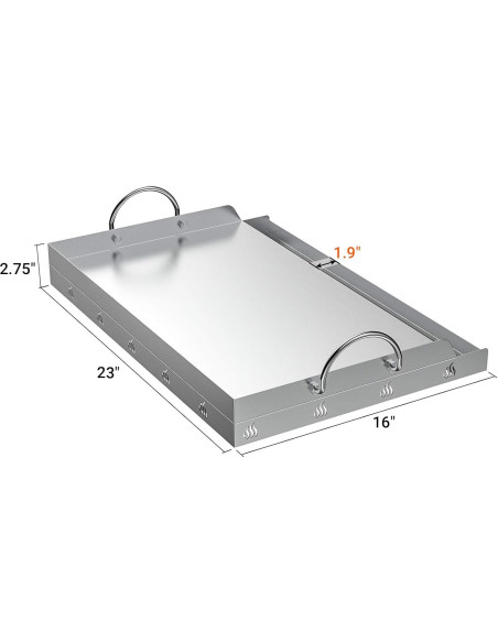Plancha de Acero Inoxidable Onlyfire 58.4x40.6 cm para Parrilla