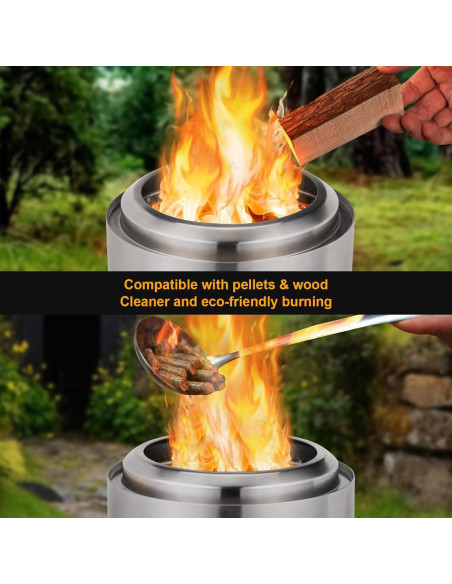 Mesa de fuego AmazStove de acero inoxidable 24.6 cm Plata